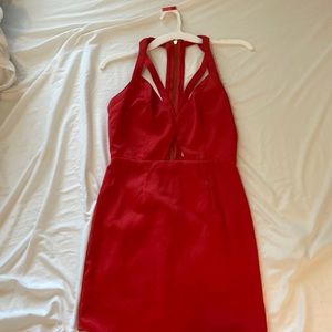 NBDxNaven red cut out mini dress